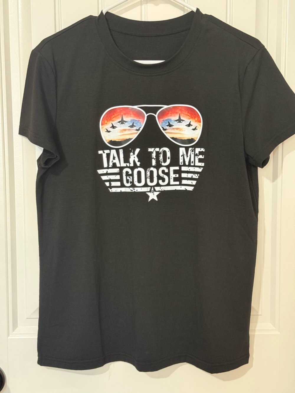 Black Graphic Tee "Talk To Me Goose"